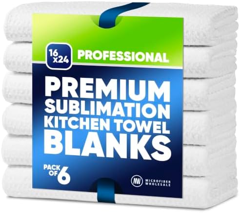 Microfiber Wholesale Sublimation Towels 6-Pack – 16x24 Waffle Weave Polyester by MicrofiberWholesale