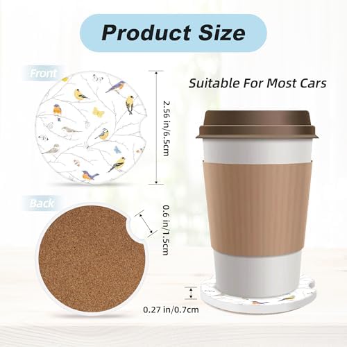 Bird Butterfly Car Coasters for Cup Holders, 2 Pack Car Cup Holder Coasters for - Image 3