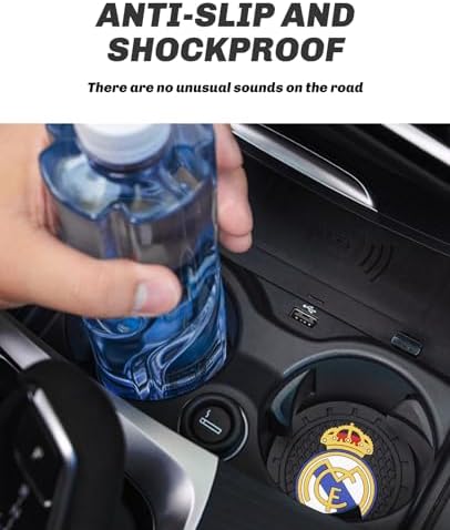 Cup Holder Insert Coaster for Real Madrid UEFA Fans, Anti Slip Car Cup Coaster - Image 2
