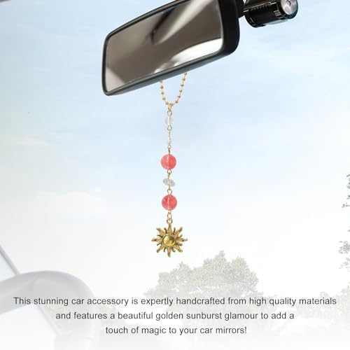 Sun Hanging Car Charm, Rear View Mirror Cute Boho Dangling Sun Car Decor - Image 5