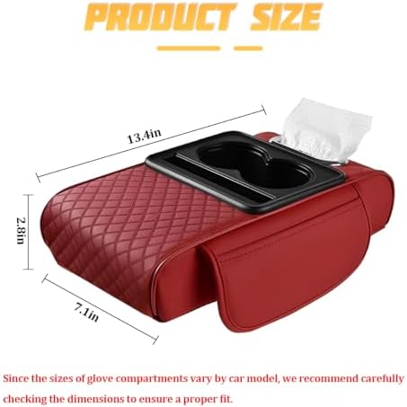 Zpana 4 in 1 Car Center Console Armrest Pillow, Memory Foam, Wine Red - Image 2