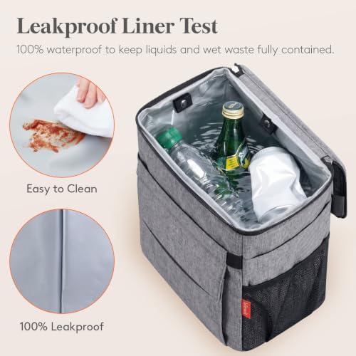 Lifewit Car Trash Can with Lid, Garbage Bag Hanging, Trash Bin, 2 Gallon - Image 6