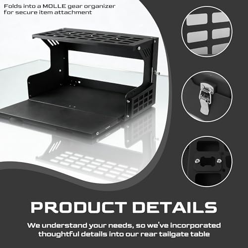 Tailgate Table for 2021–2026 Ford Bronco 2/4-Door Foldable Rear Cargo Shelf - Image 4