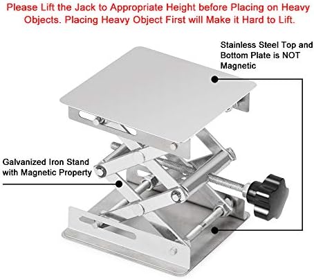 stonylab 4"x4" Lab Scissors Jack, 100 x 100mm Stainless Steel Laboratory - Image 2