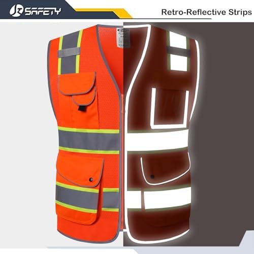 JKSafety Safety Vest for Men Women Reflective Hi Vis JK100 Orange XL - Image 4
