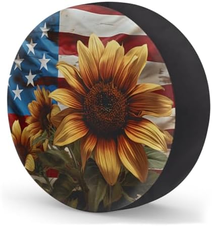 Rv Spare Tire Cover Wheel Sunflower American Flag Tire Covers Wheel Protectors - Image 2