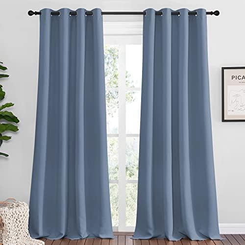 NICETOWN Room Darkening Curtain Panels, 2 Panels, 55 x 108-inch, Stone Blue by NICETOWN