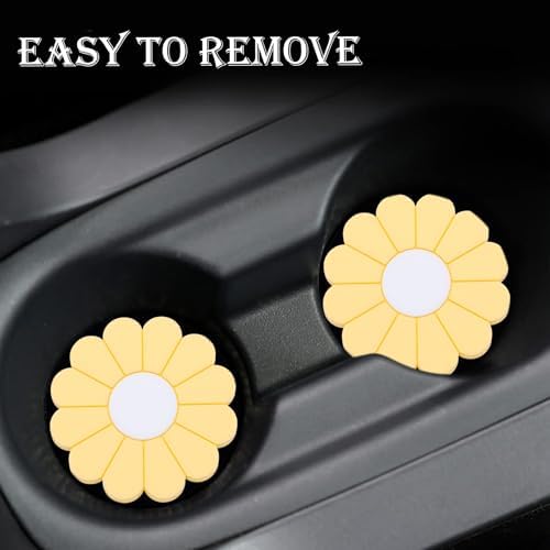 4-Pack Car Cup Holder Coaster Inserts, Daisy Shape, 2.75 Inch Non-Slip Silicone - Image 6