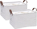 Hinwo 2-Pack Large Canvas Fabric Storage Baskets by Hinwo