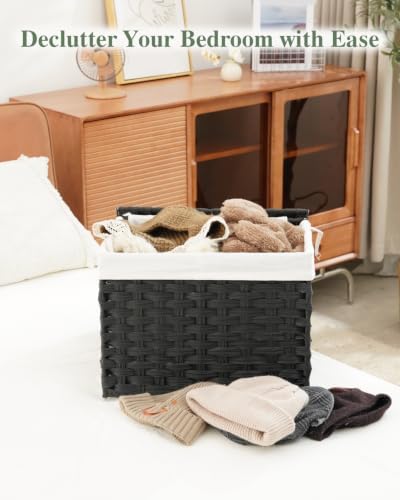 SETVSON Storage Basket with Lid, 2-Lid PE Rattan Storage Bin - Image 5