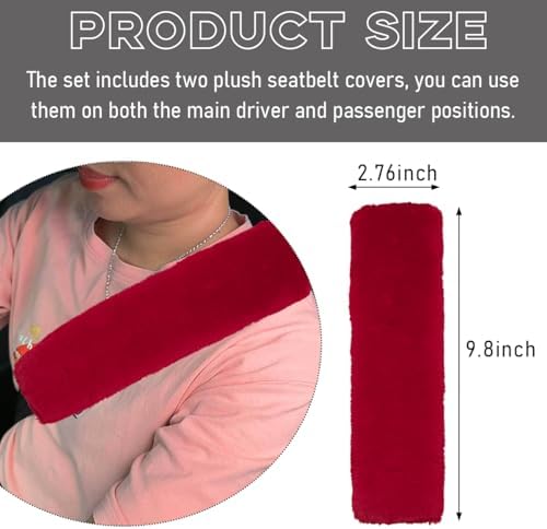 2 PCS Seat Belt Shoulder Pads, Soft Fluffy Plush Seat Belt Shoulder Strap Covers - Image 2