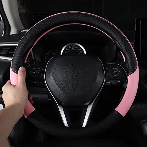 Auto Car Leather Steering Wheel Cover Anti Slip Wrap 15" - Image 3