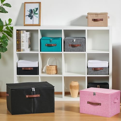 2PCS Storage Bins with Zipper Lids Decorative Lidded Basket Box - Image 6