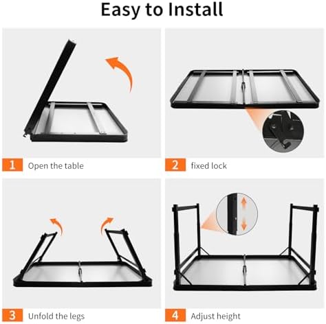 Folding Camping Table 4Ft X 2Ft, Aluminum Portable Adjustable Table W Hole - Image 6