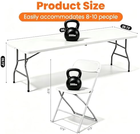 Portable 7-Piece 8 Feet Folding Table and Chairs Set - Image 3