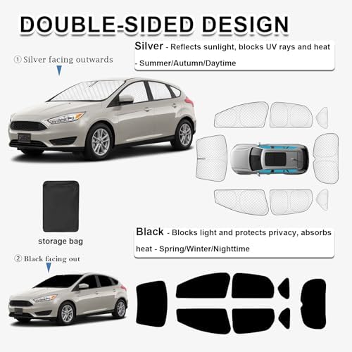 KMF 8pcs Thicken Sun Shade for Ford Focus Hatchback 2014-2018 Accessories - Image 4