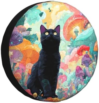 Black Cat Spare Tire Cover Waterproof Wheel Cover 17 Inch Universal Fit by Unknown