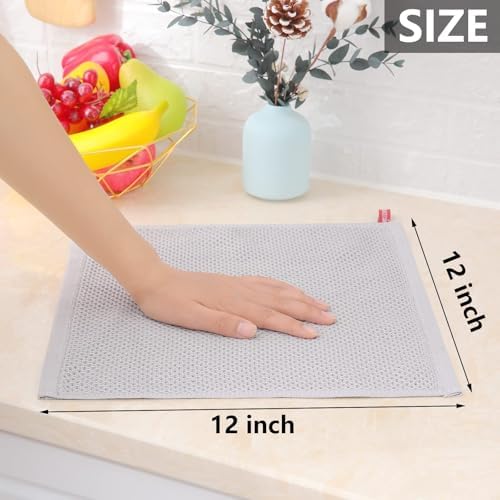 Homaxy 100% Cotton Waffle Weave Kitchen Dish Cloths 24-Pack, Light Gray - Image 5