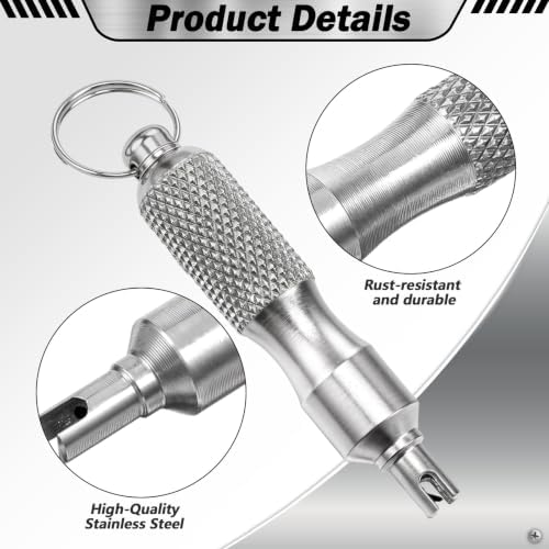 2 PCS Valve Core Removal Tool Keychain, Stainless Steel Tire Valve Stem Tool - Image 3