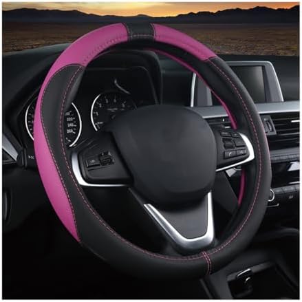 BESULEN 15 Inch Steering Wheel Cover Soft Leather Protector Black/Purple by BESULEN