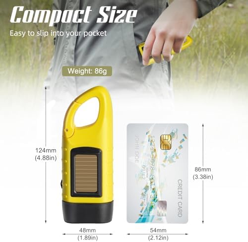 SEANCHEER Hand Crank Solar Powered Flashlights, Compact Emergency LED - Image 2