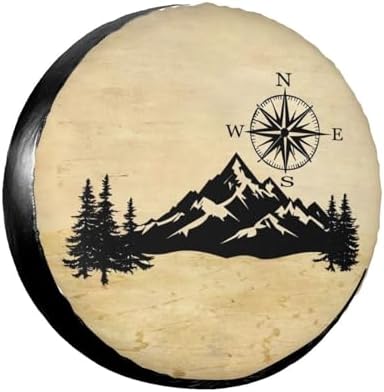 Nature Mountain Compass Spare Tire Cover by TZBVTAU