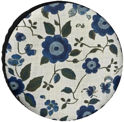 Camper Spare Tire Cover 14inch Blue and Green Flowers Protectors Weatherproof by HighonHi