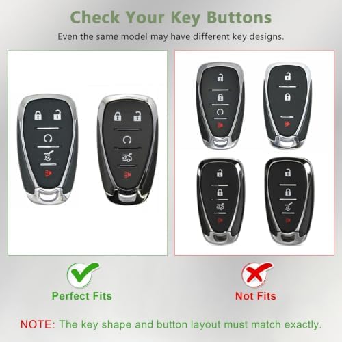 PIFOOG Key Fob Cover for Chevy 5 Buttons Keys Shell Case TPU Bling Car Keychain - Image 2