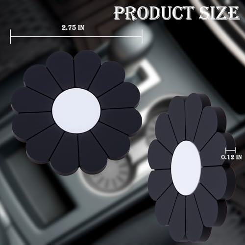 4-Pack Car Cup Holder Coaster Inserts, Daisy Shape, 2.75 Inch Non-Slip Silicone - Image 2