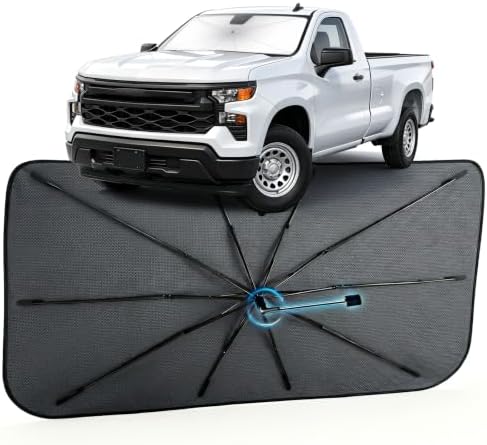 Windshield Sun Shade for Chevrolet Silverado 1500 2019-2026, Exact Fit by MakeLifeBetter