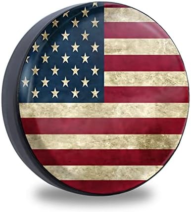 Retro American Flag Spare Tire Cover Fit by Jusen