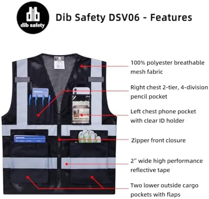 Dib Safety Hi Vis Reflective Safety Vest - Image 5