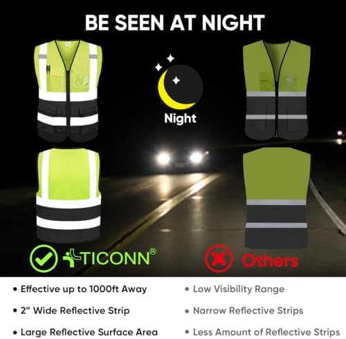 TICONN High Visibility Reflective Safety Vest - Image 3