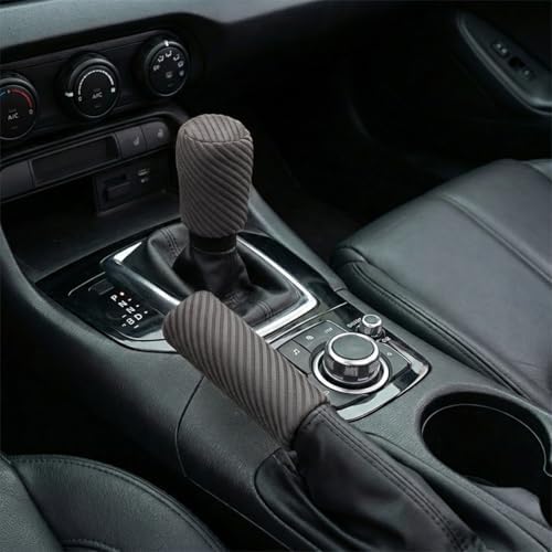 2PCS Car Gear Shift Knob and Handbrake Cover Set, Non-Slip Polyester Stick by Unknown