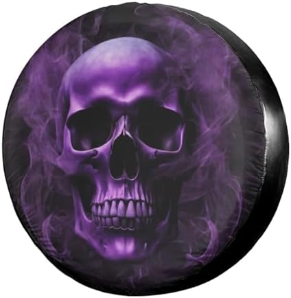 Purple Skull Printed Spare Tire Cover Dust-Proof Wheel Tire Cover Fit Trailer by Foruidea