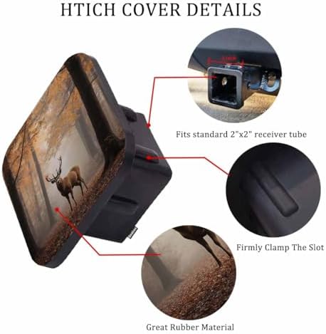 Deer Hitch Covers 2 Inch Foggy Autumn Maple Forest Wildlife Deer Trailer Hitch - Image 3