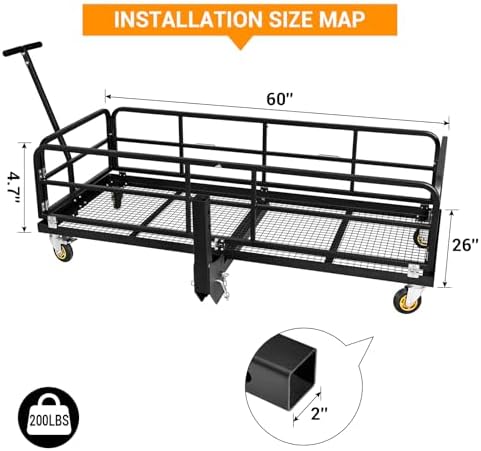 Trailer Hitch Cargo Rack with Handle & Wheels, Folding Hitch Mount Cargo - Image 2