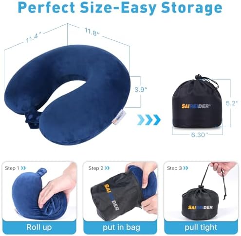 SAIREIDER Travel Pillow 100% Memory Foam Airplanes Neck Pillows -Prevent The - Image 6