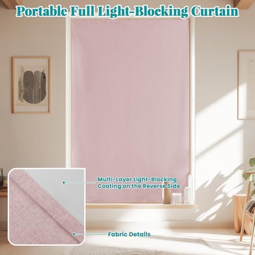 100% Blackout Curtains for Bedroom Stick On Curtains Window Shades Pull Down - Image 6
