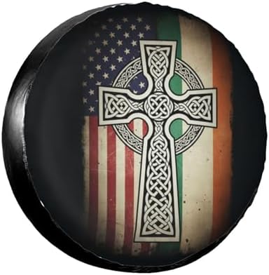 Retro American Irish Cross St. Patrick's Day Flag Spare Tire Cover, 14 inch by Unknown