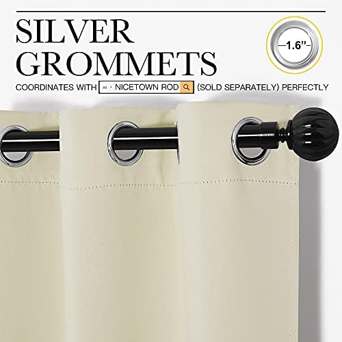 NICETOWN Beige Room Darkening Curtains 96" Long - Image 3