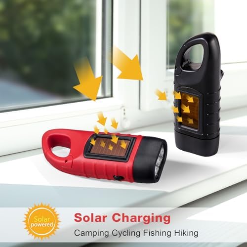 Mudder 4 Pack Hand Crank Solar Flashlight LED Emergency - Image 4