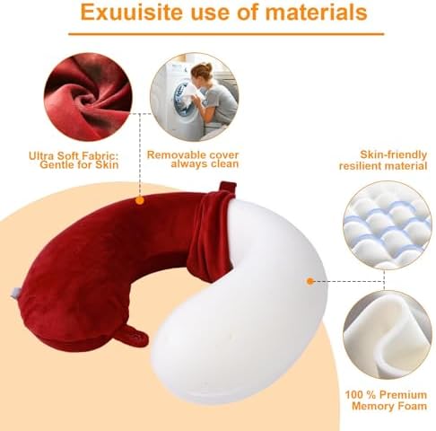 Travel Pillow, 100% Pure Memory Foam U Shaped Neck Pillow, Super Lightweight - Image 4