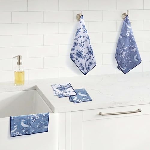 Ritz 6-Piece Birds & Branches Microfiber Dish Cloth Set – Classic Blue & White - Image 4