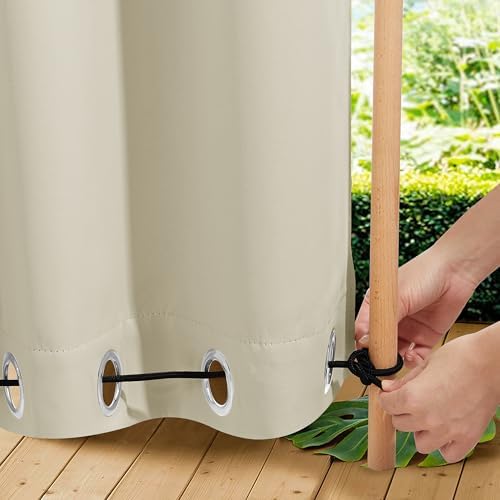NICETOWN Weighted Curtains for Patio Waterproof W66xL84 Beige 2 Panels - Image 5