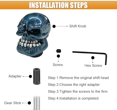 Skull Car Gear Shift Knob, Resin Shifter Lever Handle - Image 5