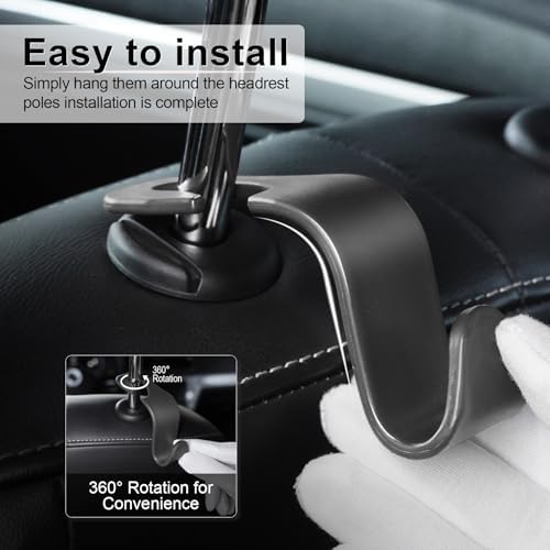 LivTee Car Seat Headrest Hook, Auto Seat Hook Hangers Storage Organizer - Image 4