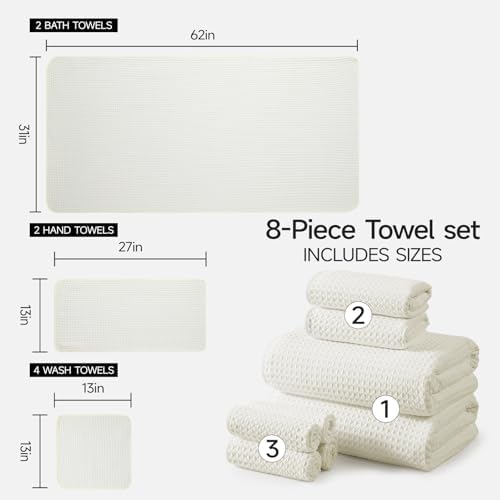 REDKISS Soft 8 Piece Waffle Towel Set, Microfiber, Lighter Weight, Quick Dry - Image 4