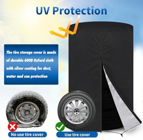 KALINCO Large Tire Cover, Waterproof Tire Storage Bag, Dust-Proof Seasonal Tire - Image 4