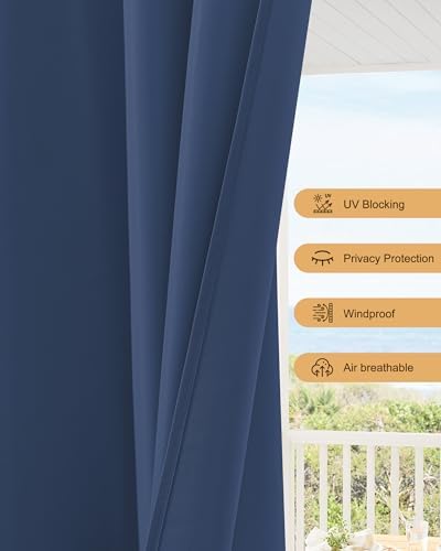 Outdoor Curtains for Patio Waterproof Rod Pocket 4 Pcs 54x84 Inch Navy - Image 4
